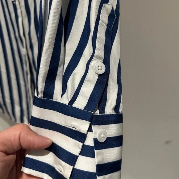 NWOT - Lillysilk Amalfi Stripe Silk Shirt - Picture 3 of 11